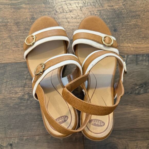 Dr. Scholl’s Tan White Slingback Block Heel Sandals Women’s 8 NWT - Picture 4 of 7